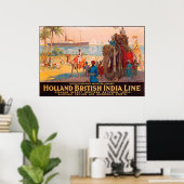 Poster Ligne indienne, propriétaire sur éléphant près de  (Bureau à domicile)