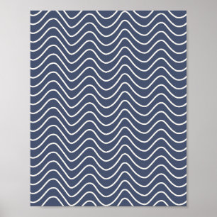Poster Ligne minimale Chevron Motif Navy bleu