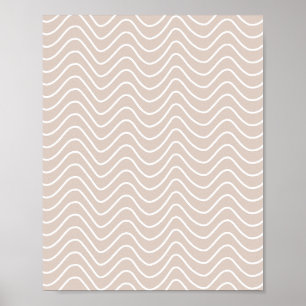 Poster Ligne Minimale Motif Chevron Beige Et Blanc