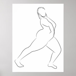 Poster Ligne minimaliste Art Femme Corps Illustration mod
