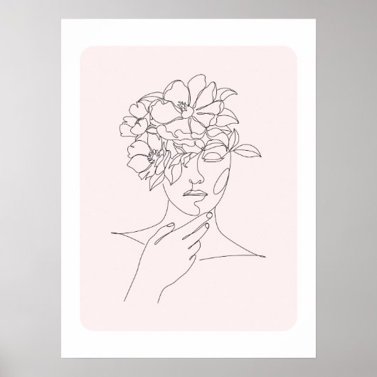 Poster Ligne minimaliste de femme art (Devant)