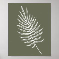 Ligne minimaliste de Fern Dessin en vert olive