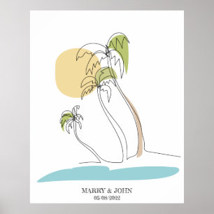 Poster ligne minimaliste palmier ajouter votre nom