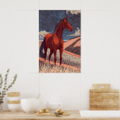 Poster Ligne noble de cheval, profil latéral de coursier (Cuisine)