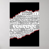 Poster Ligne rouge de Courage noir et blanc déchiré (Devant)