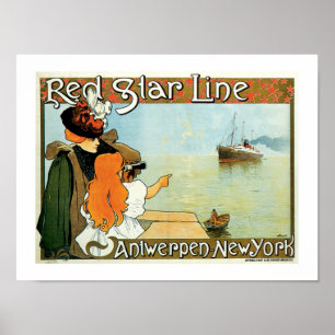 Poster Ligne rouge femme d'étoile avec l'annonce de fill