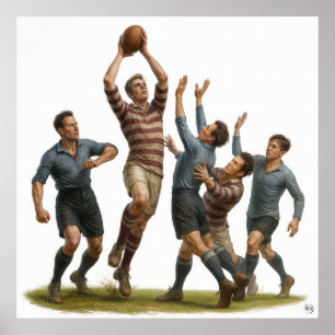 Poster Ligne - Rugby Vintage