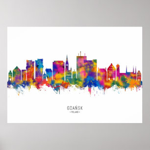 Poster Ligne Skyline de Gdansk Pologne