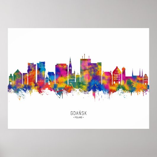 Poster Ligne Skyline de Gdansk Pologne (Devant)