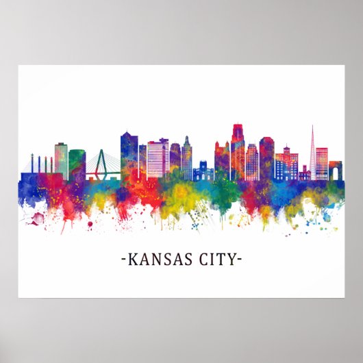 Poster Ligne Skyline de Kansas City Missouri (Devant)