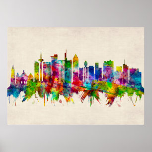 Poster Ligne Skyline Francfort-Allemagne