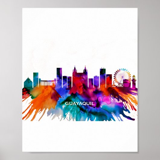 Poster Ligne Skyline Guayaquil (Devant)