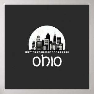 Poster Ligne Skyline Ohio personnalisée
