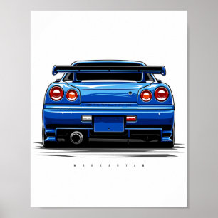 Poster Ligne Skyline R34 GTR