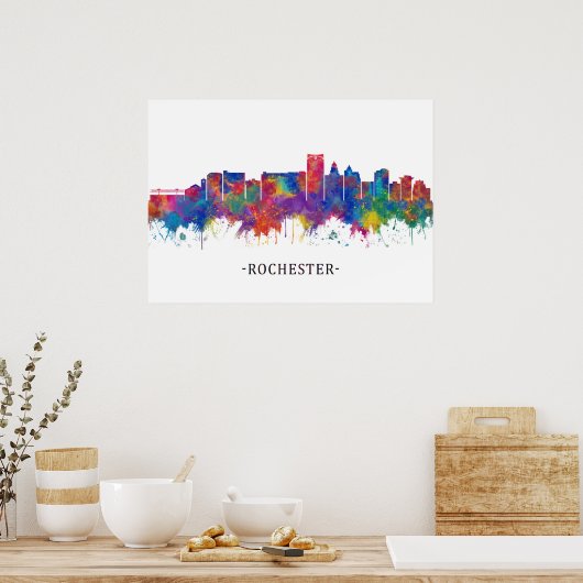 Poster Ligne Skyline Rochester Minnesota (Cuisine)