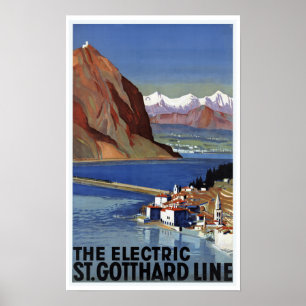 Poster Ligne St.Gotthard Suisse - Vintage voyage