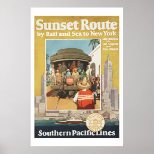 Poster Ligne Sunset du chemin de fer Southern Pacific de
