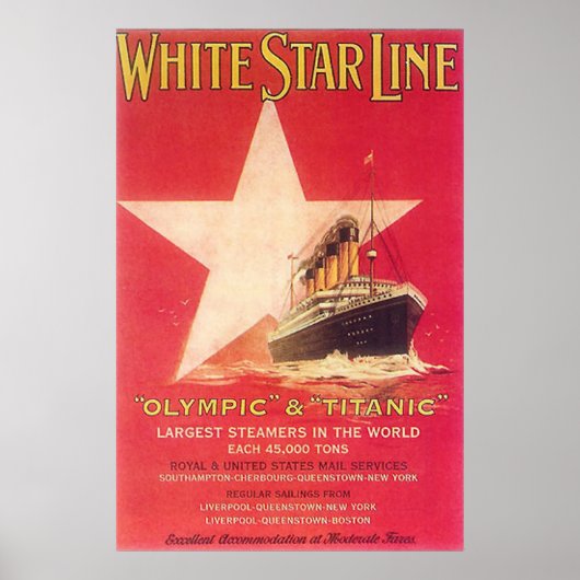 Poster Ligne Titanic White Star Vintage (Devant)