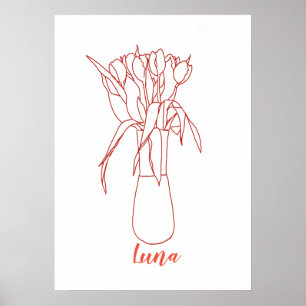 Poster Ligne Tulip Moderne Illustration Originale Pour El
