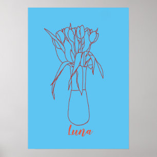 Poster Ligne Tulip Moderne Illustration Originale Pour El