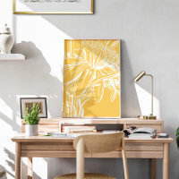 Ligne végétale végétale minimaliste Dessin jaune