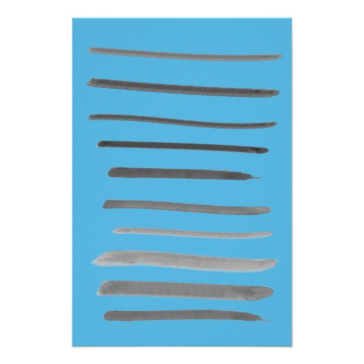 Poster Lignes Abstraites Croquis Eau Bleue Odeurs Océan (Devant)