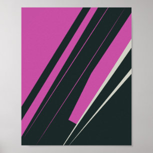 Poster Lignes Abstraites dynamiques en Fuchsia et en noir