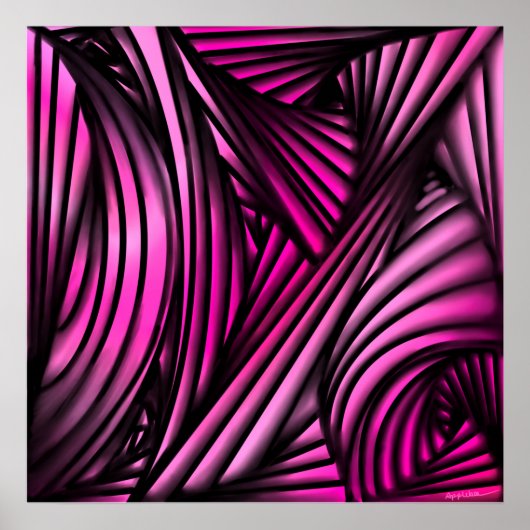 Poster Lignes Abstraites en rose (Devant)