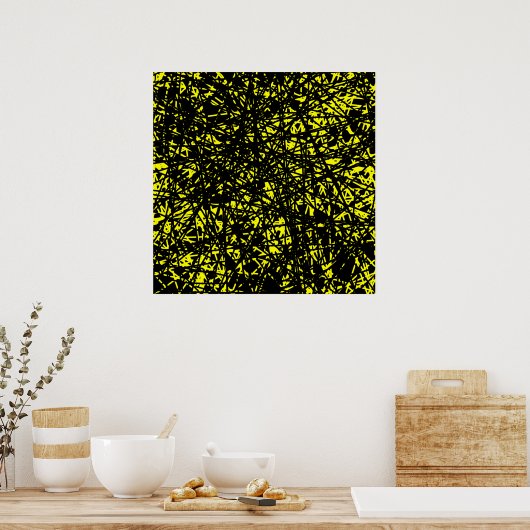 Poster Lignes Abstraites - Jaune (Cuisine)