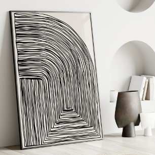 Poster Lignes Abstraites modernes Art Mur noir et blanc