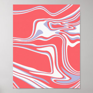 Poster Lignes abstraites ondulées sur un fond corail doux