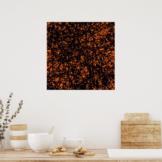 Poster Lignes Abstraites - Orange (Cuisine)