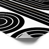 Poster Lignes Abstraites rétroactives noires (Coin)