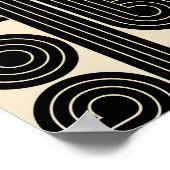 Poster Lignes Abstraites rétroactives noires (Coin)