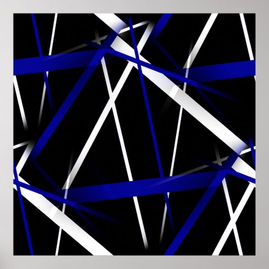 Poster Lignes Abstraites Royal Blue et White (Devant)