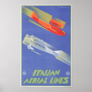Poster Lignes aériennes italiennes - Aviation Vintage voy