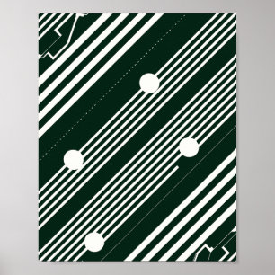 Poster Lignes blanches avec cercles sur Arrière - plan no