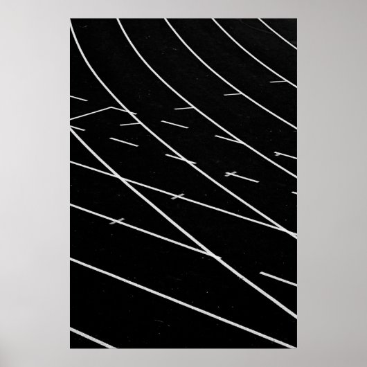 Poster Lignes blanches sur le terrain de piste (Devant)