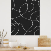 Poster Lignes blanches sur noir (Cuisine)