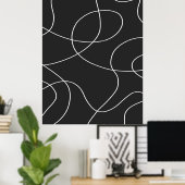 Poster Lignes blanches sur noir (Bureau à domicile)