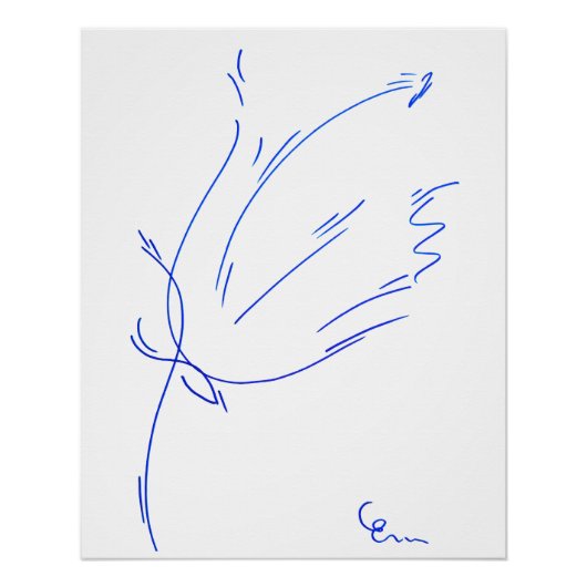 Poster Lignes bleues 2, série "Traits simples" (Devant)