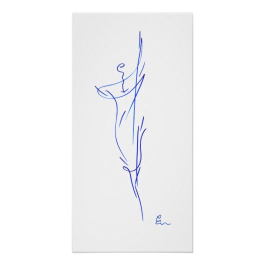 Poster Lignes bleues 3, série "Traits simples" (Devant)