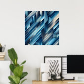 Poster Lignes Bleues De Mouvement (Bureau à domicile)