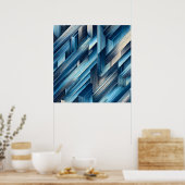 Poster Lignes Bleues De Mouvement (Cuisine)