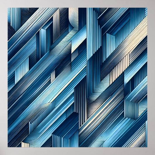 Poster Lignes Bleues De Mouvement (Devant)