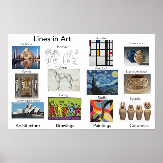 Poster Lignes dans l'art, Salle d'art (Devant)