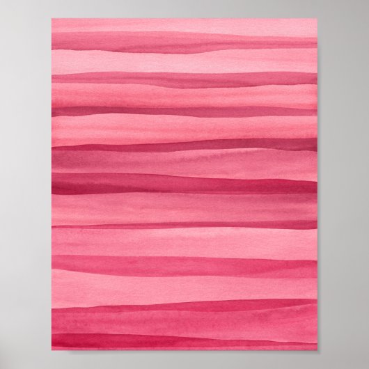 Poster Lignes d'aquarelle rose Abstrait (Devant)
