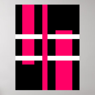 Poster Lignes d'art moderne Abstrait rose blanc noir