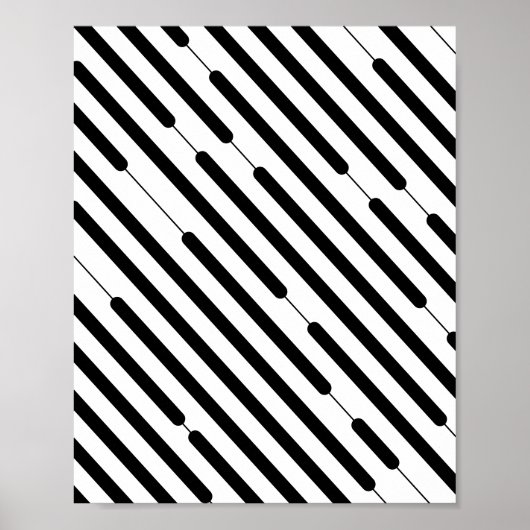 Poster Lignes de hachage noir diagonale (Devant)