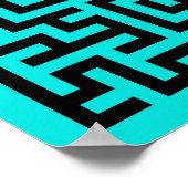 Poster Lignes de labyrinthe noir turquoise (Coin)